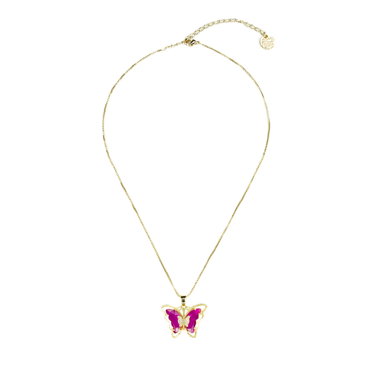 Fuchsia Butterfly Necklace