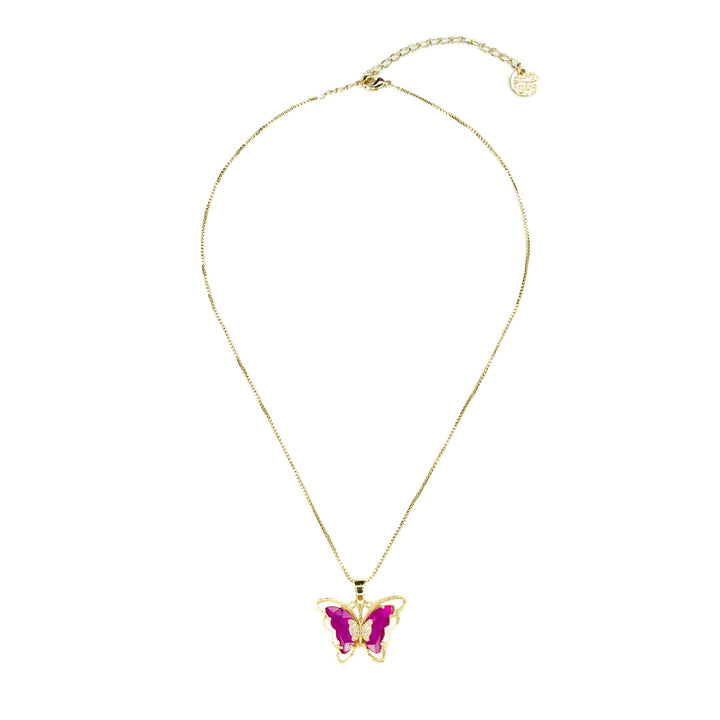 Fuchsia Butterfly Necklace