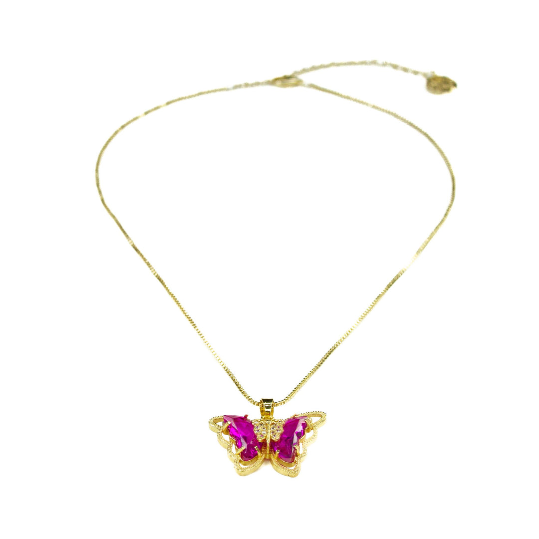 Fuchsia Butterfly Necklace