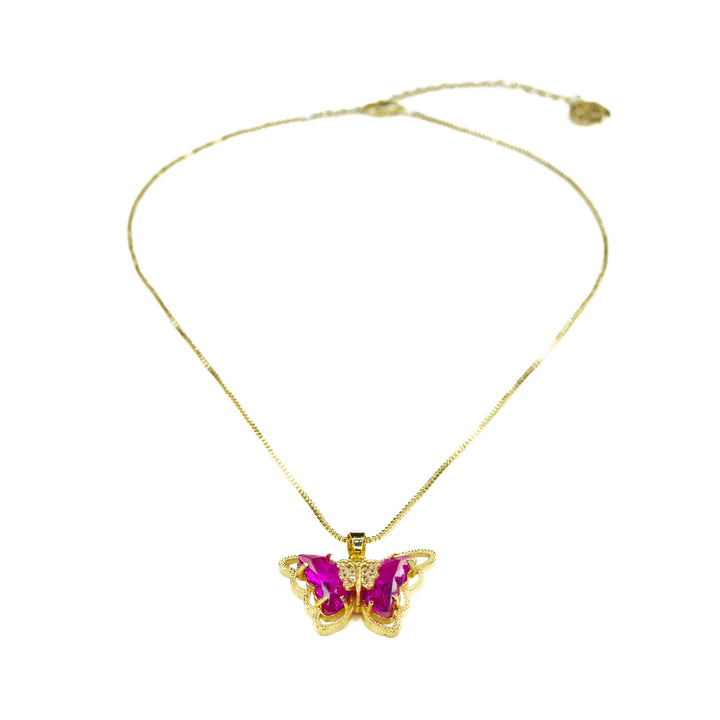 Fuchsia Butterfly Necklace