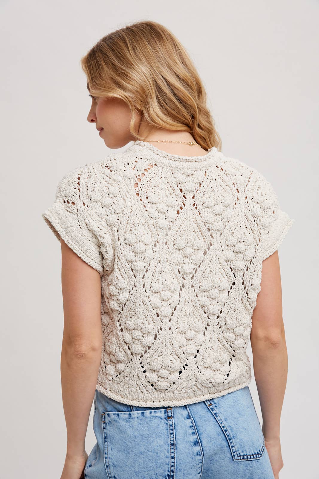 Natural Diamond Knit Sweater Blouse