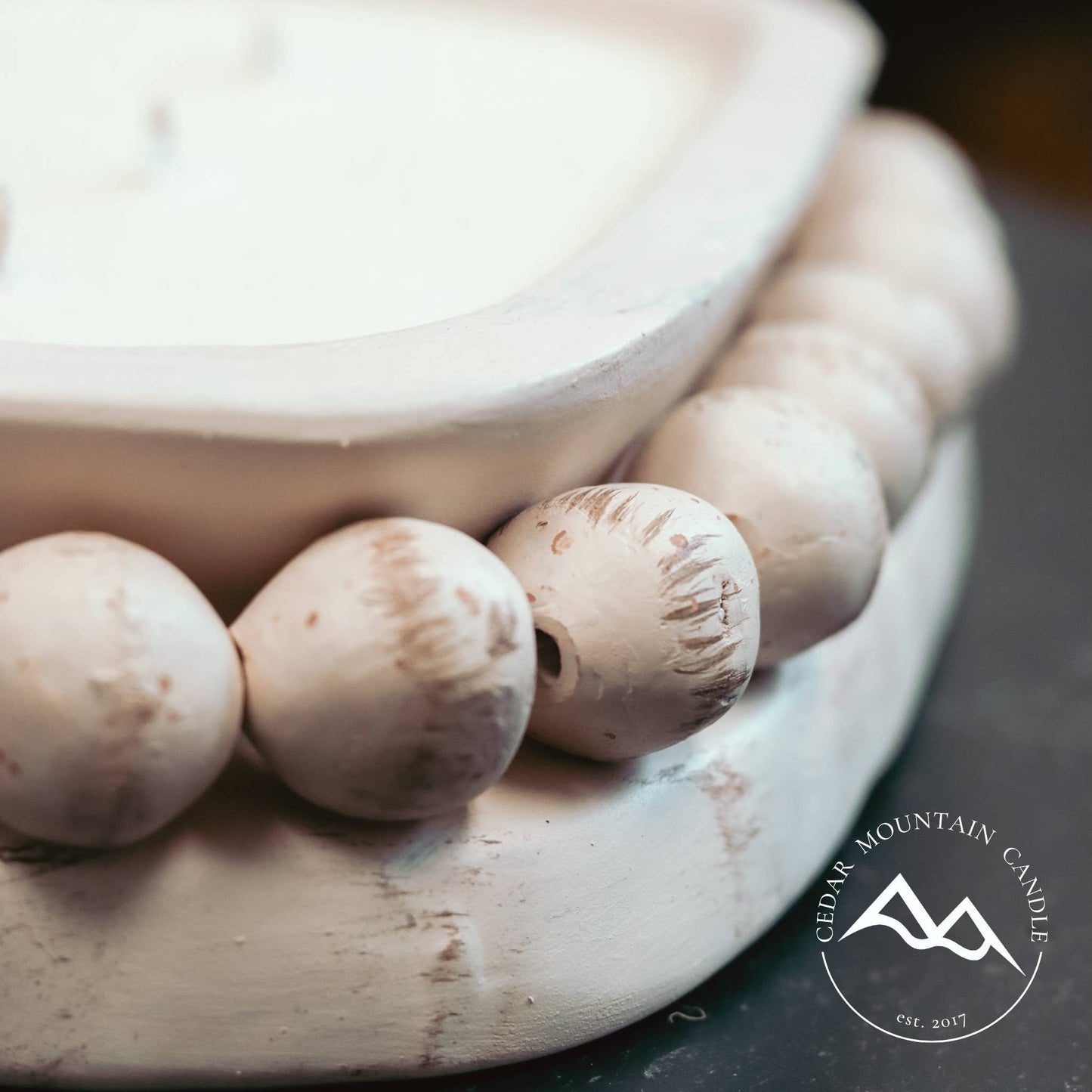 Pottery Dough Bowl Soy Candle - With Beads: Sweet Cinnamon Vanilla