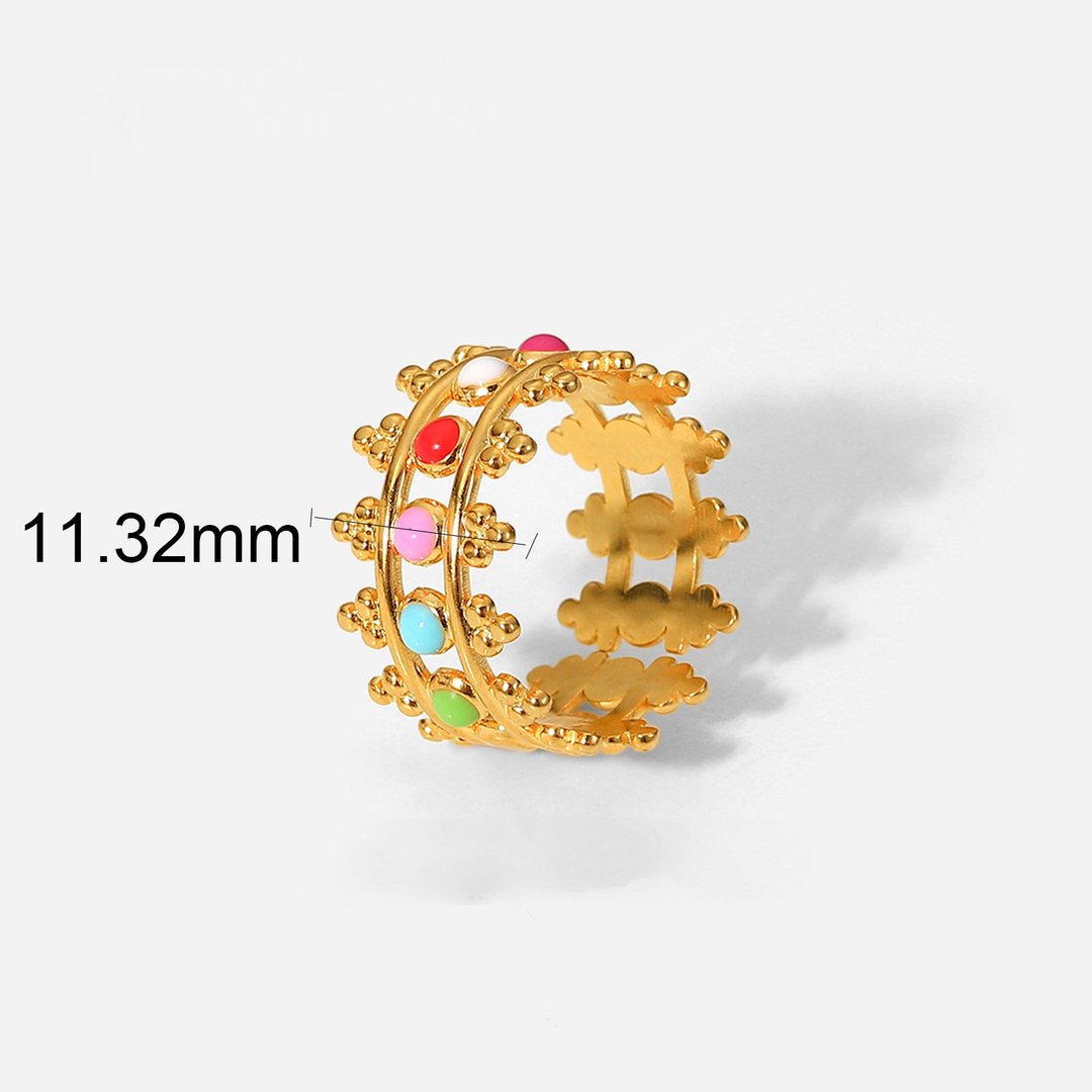 18K Gold Plated Colored V Ring