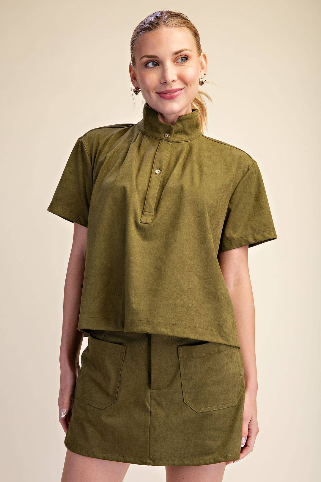 Olive Muse Suede Top
