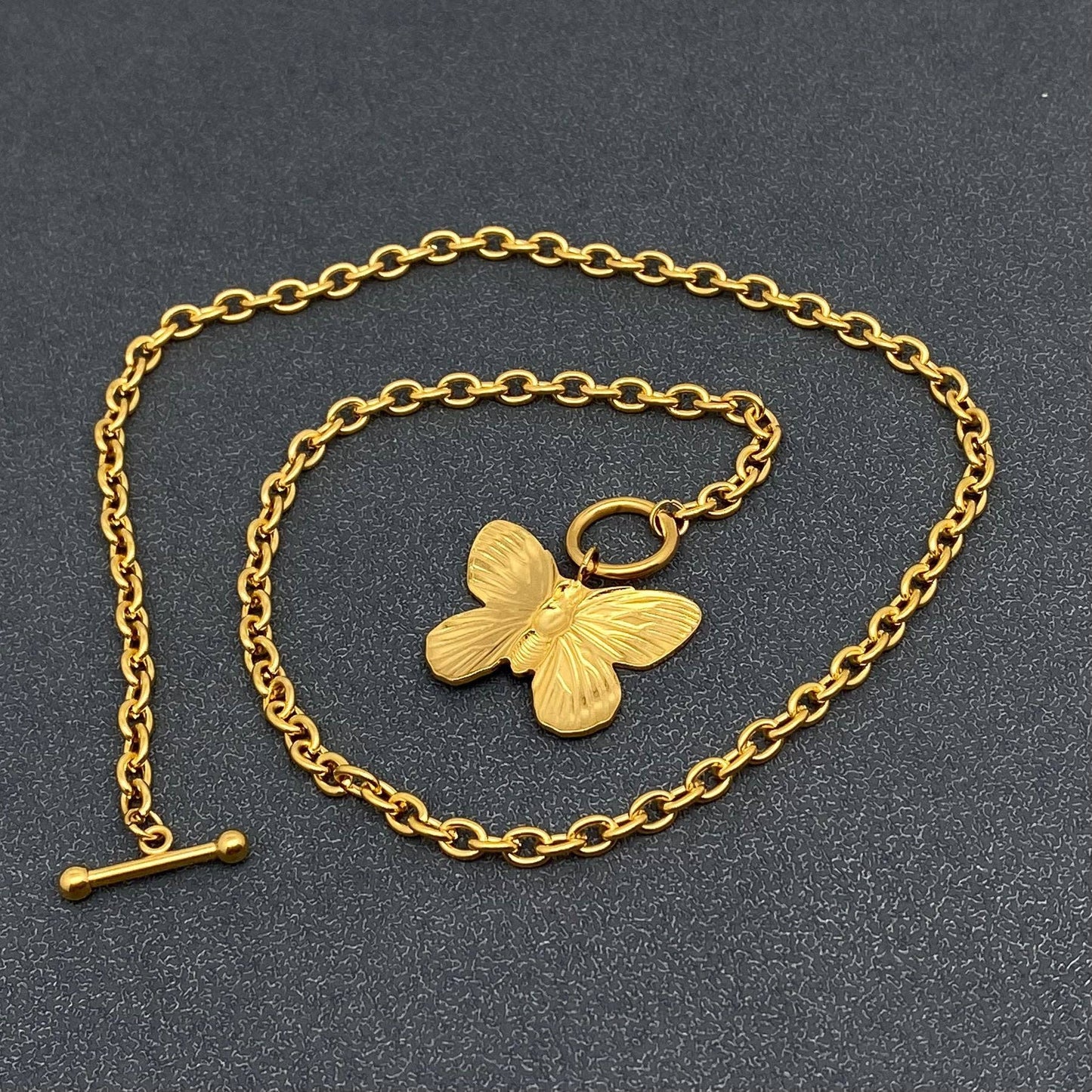 Butterfly Charm 18K Buckle Necklace
