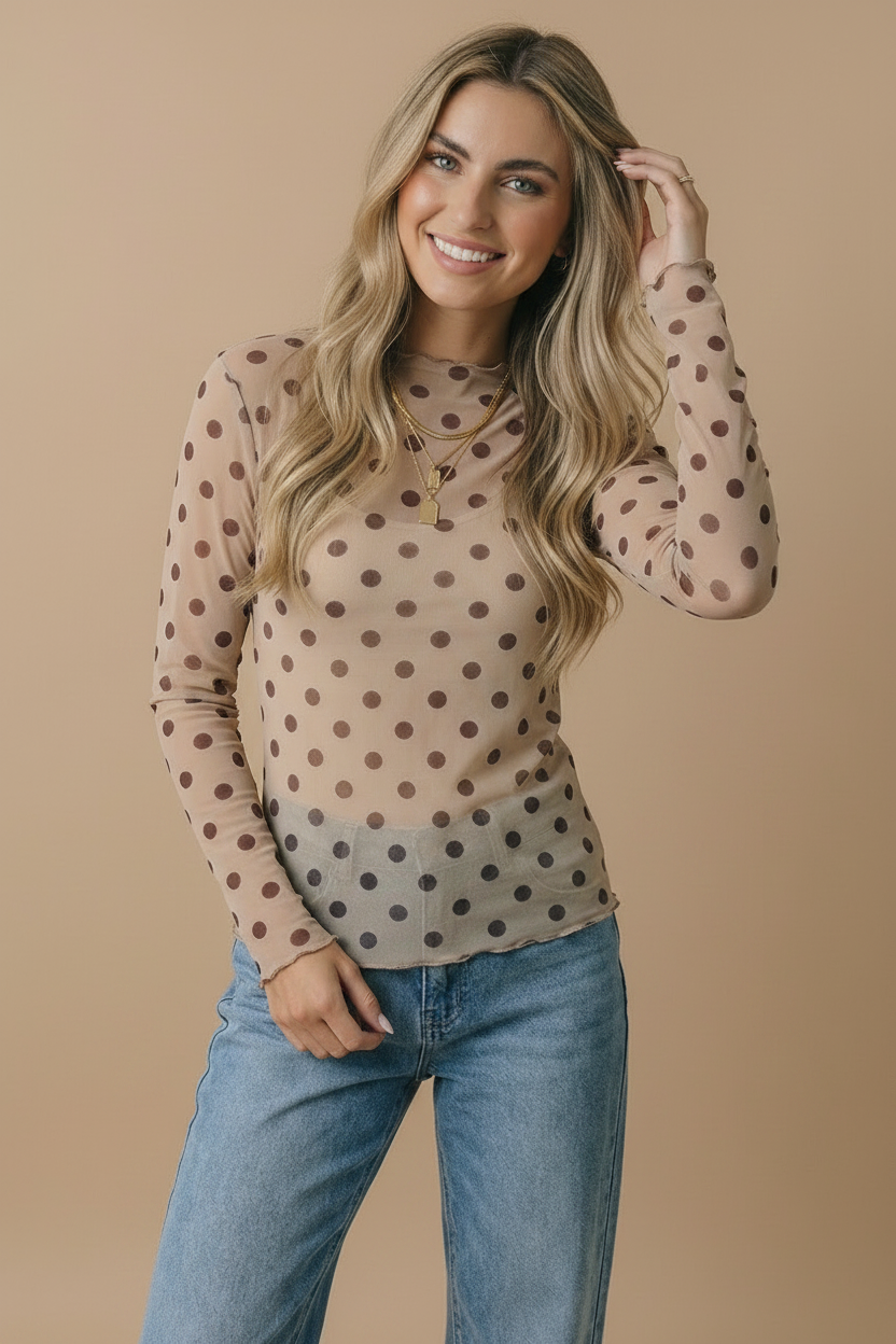 Polka Dot Mesh Top