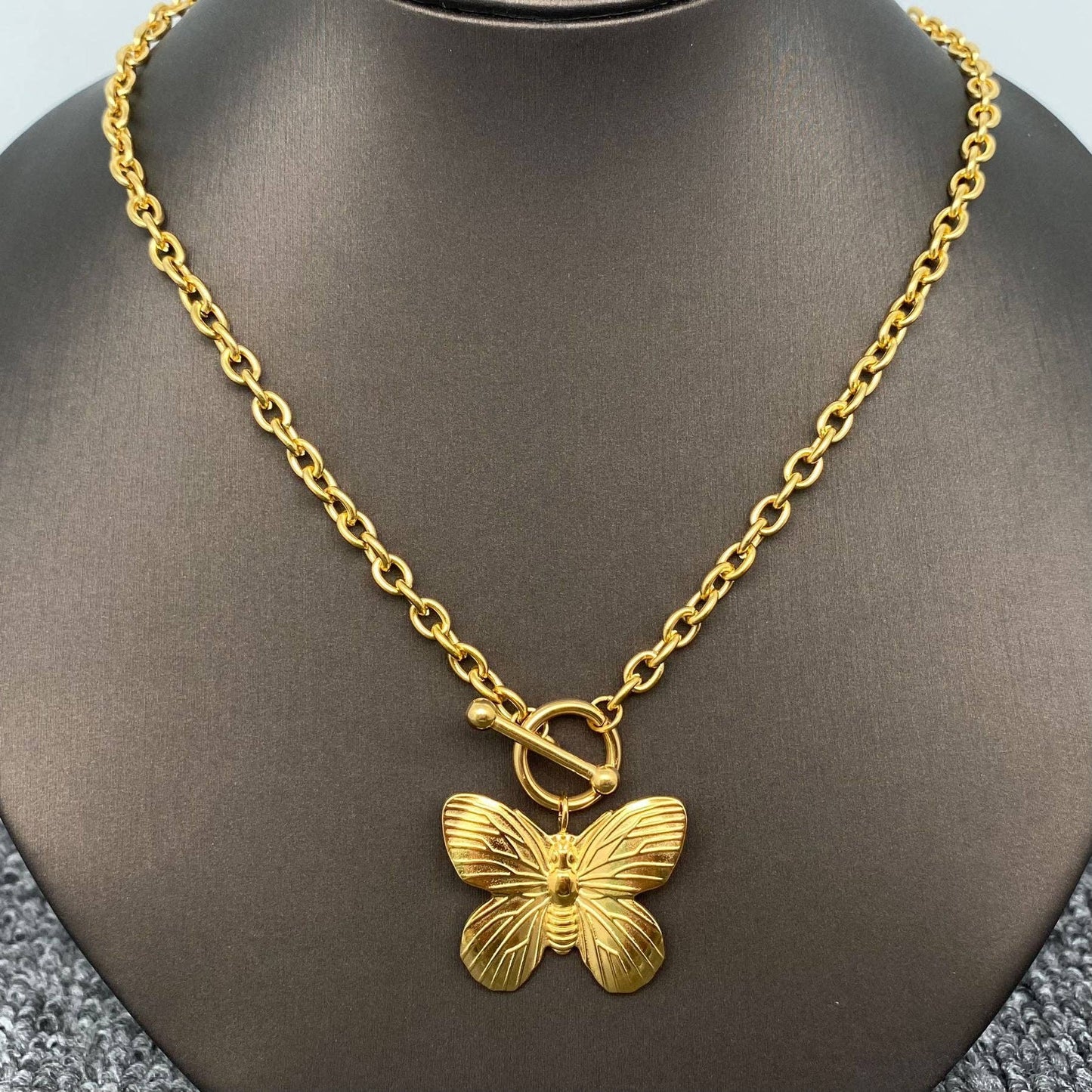 Butterfly Charm 18K Buckle Necklace