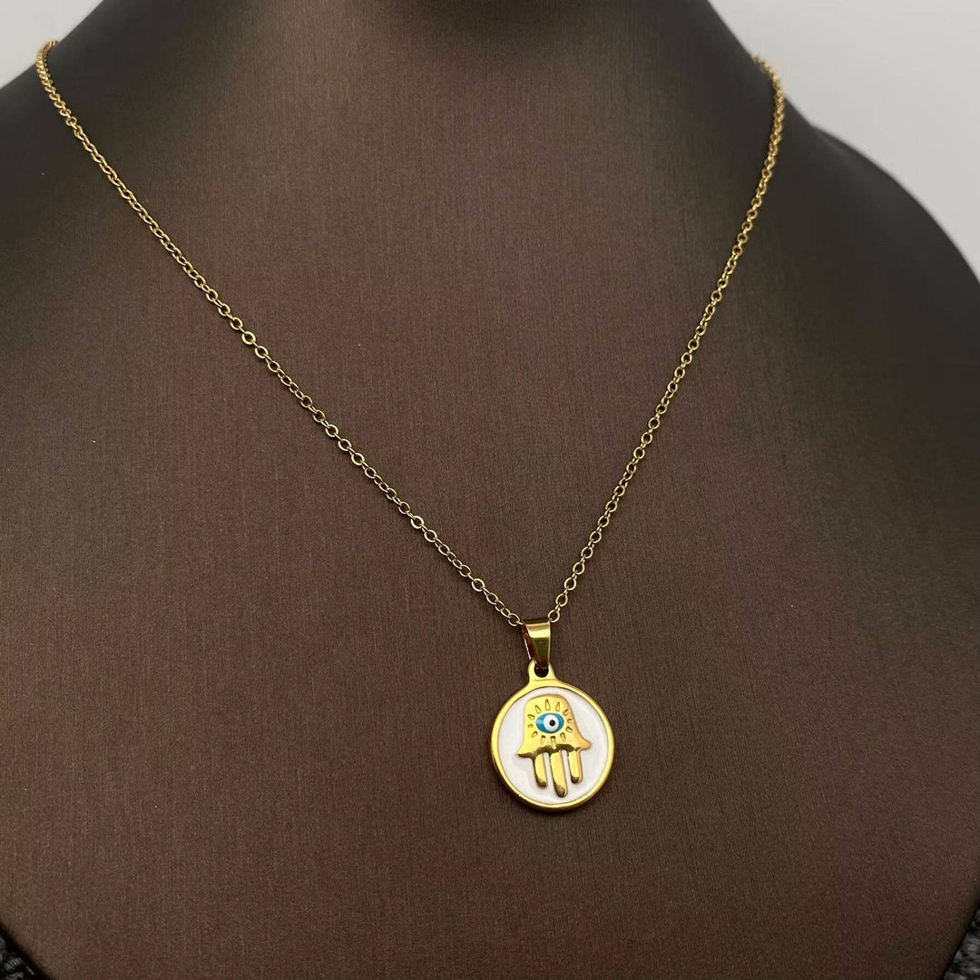 Enamel Evil Eyes Charm18K Gold Plated Necklace