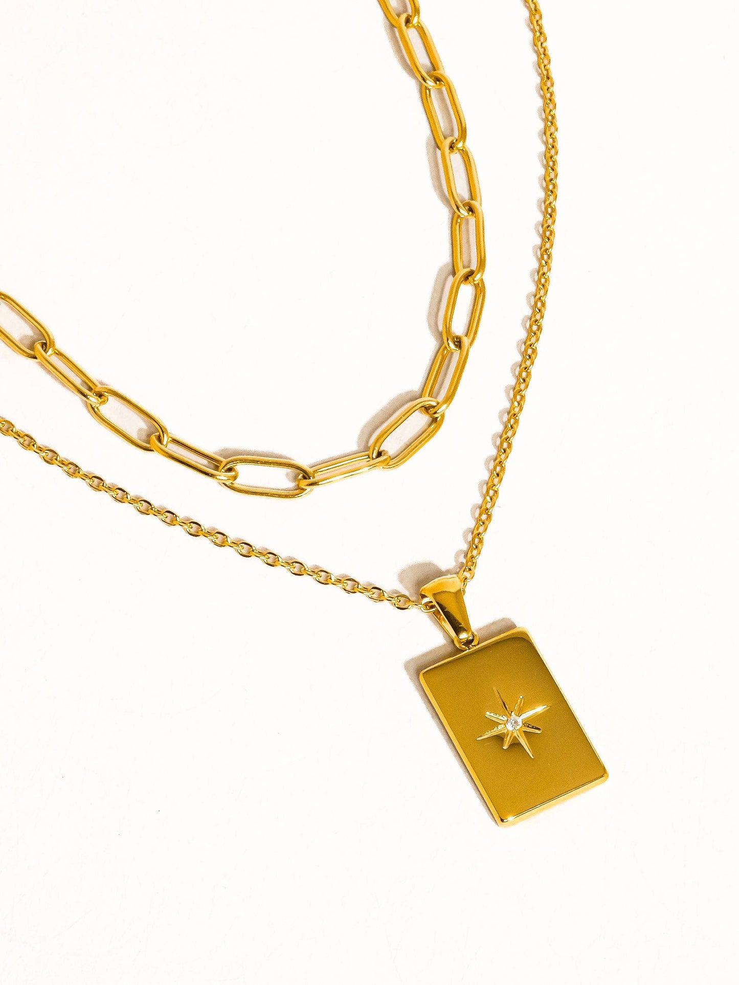 Gabin 18K Gold Non-Tarnish Layered Astro Chain Necklace: Yellow Gold