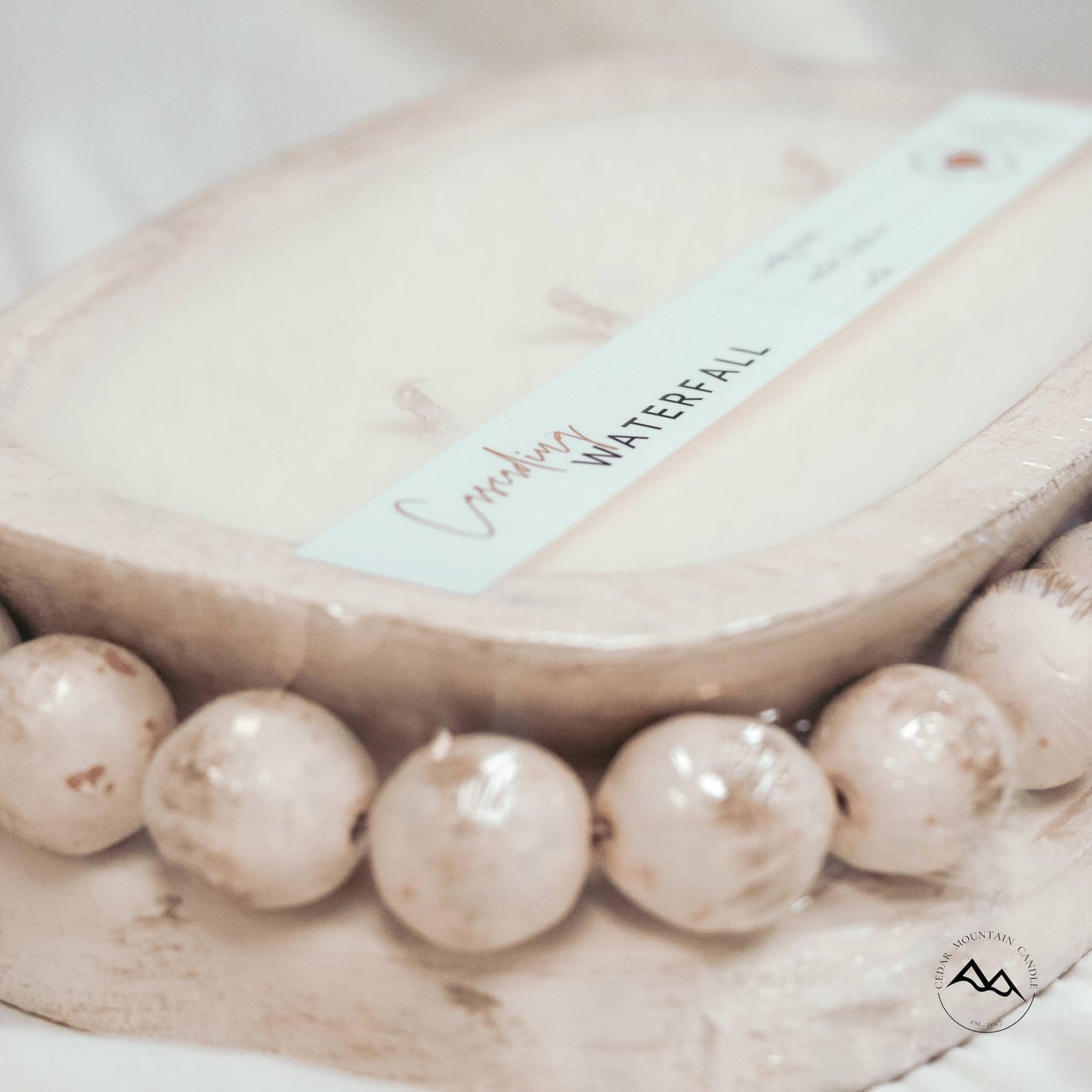 Pottery Dough Bowl Soy Candle - With Beads: Sweet Cinnamon Vanilla