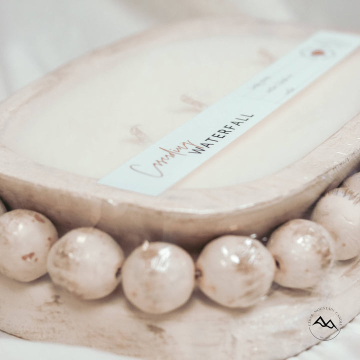 Pottery Dough Bowl Soy Candle - With Beads: Sweet Cinnamon Vanilla