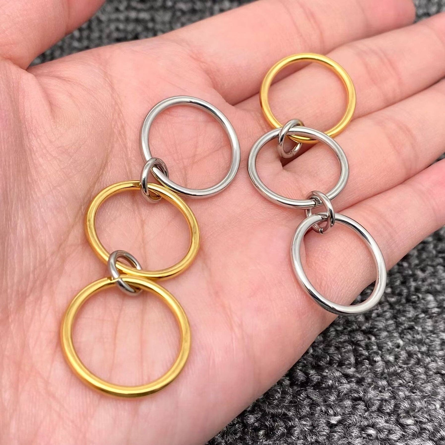 Two Tone 3 Ring Linked Together |18K Gold Plated