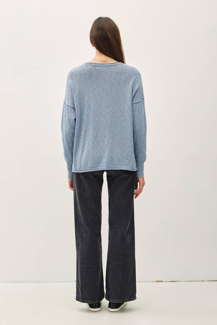 DROP SHOULDER SLUB PULLOVER SWEATER: Matcha / SM