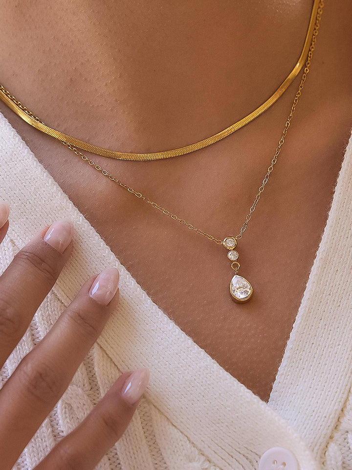 Dorielle 18K Gold Non-Tarnish Layered Teardrop Necklace