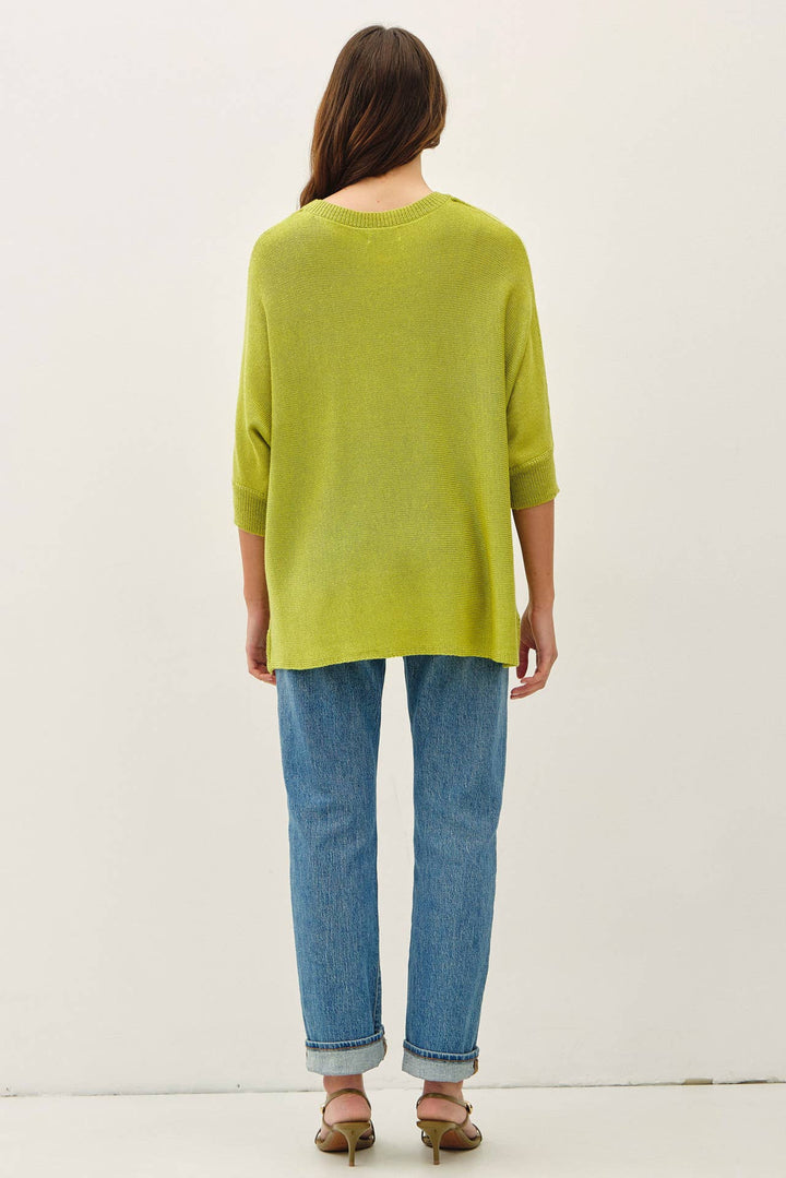 WOOL BLENDED BOXY V-NECK SWEATER TOP: LAVENDER / S