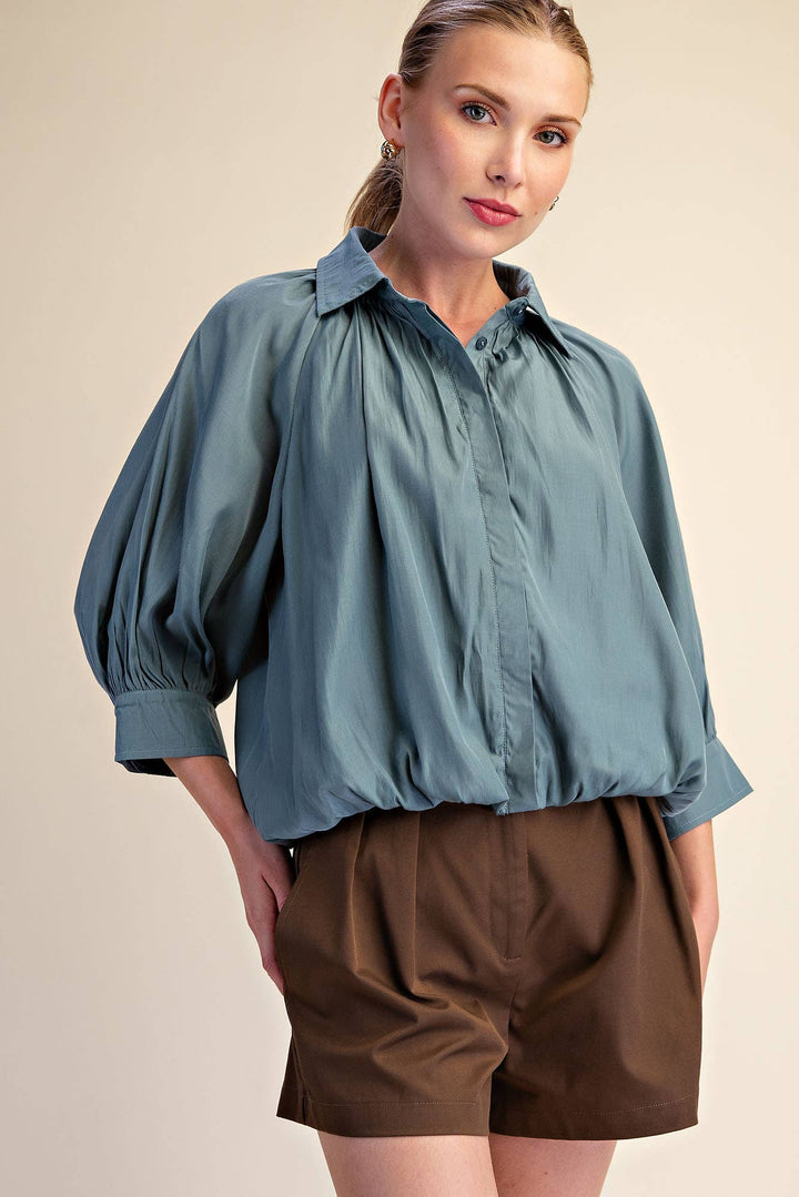 Poised &amp; Pretty Blouse in Blue
