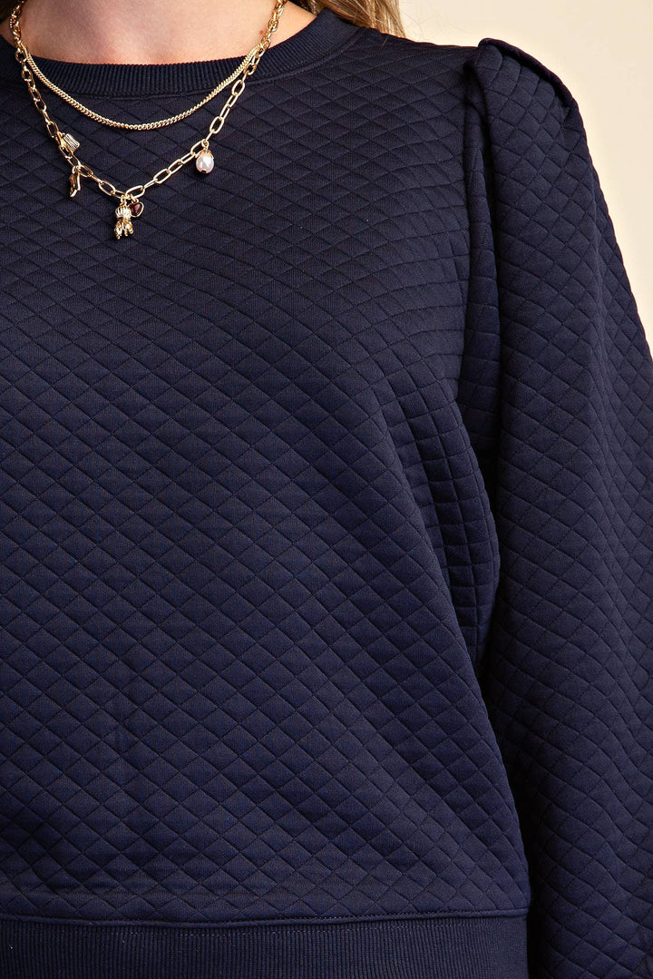 Navy Quilted Sweatshirt