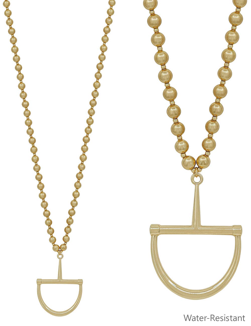 Water Resistant Matte Gold Beaded with Horse Bit 32" Necklace