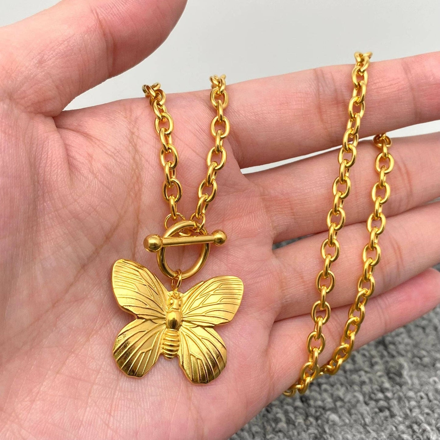 Butterfly Charm 18K Buckle Necklace