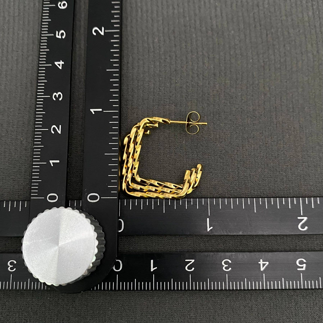 Three Layer C-Shaped Earrings