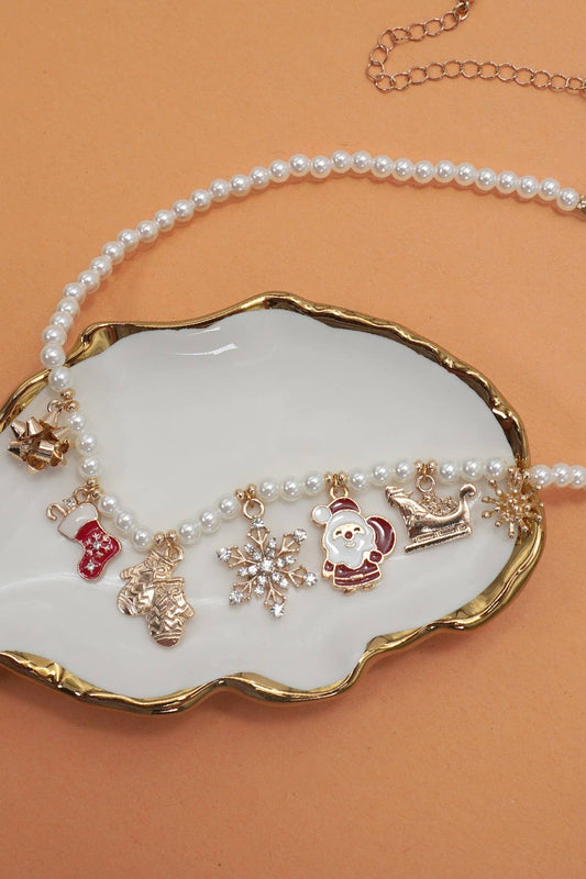 Pearl Xmas Charm Necklace