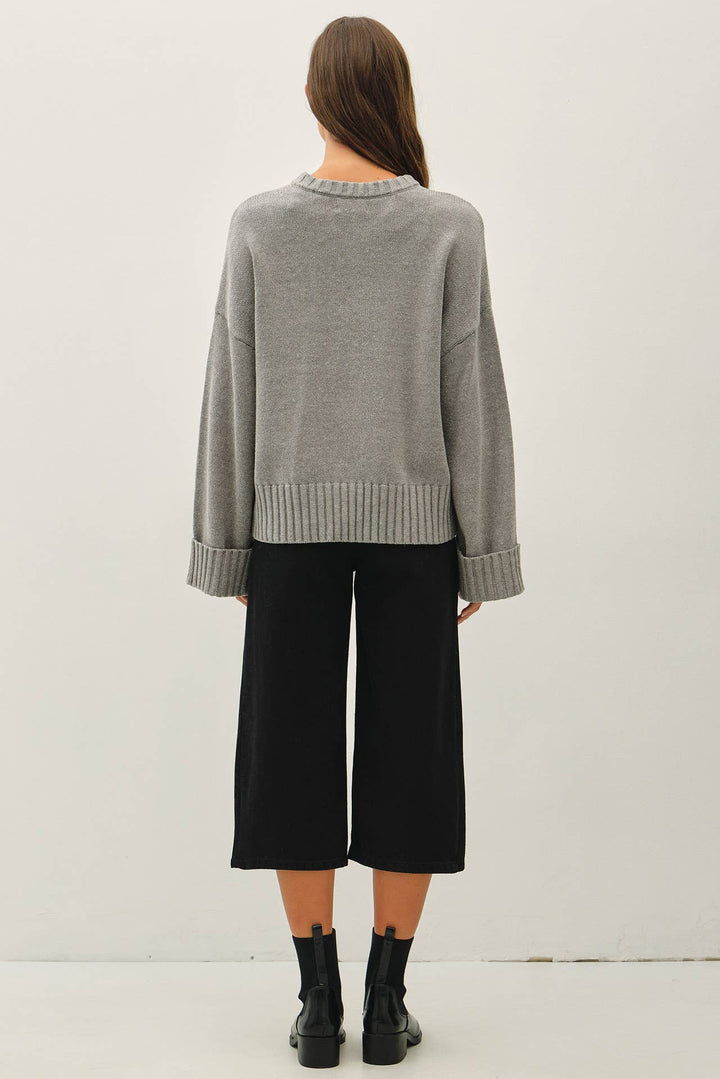 WIDE CUFF OVERSIZED SWEATER: LIME GREEN / M