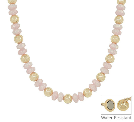 Blush Pink and Gold Beaded Necklace