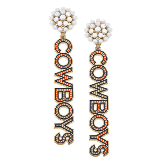 Cowboys Pearl Drop Earrings