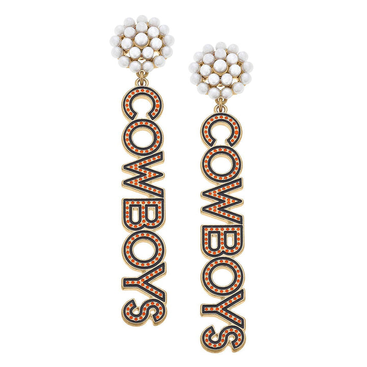 Cowboys Pearl Drop Earrings