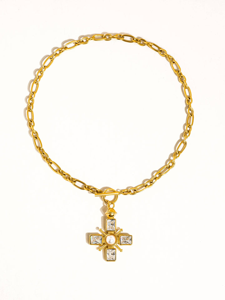 Patrice 18K Gold Non-Tarnish Cross Necklace