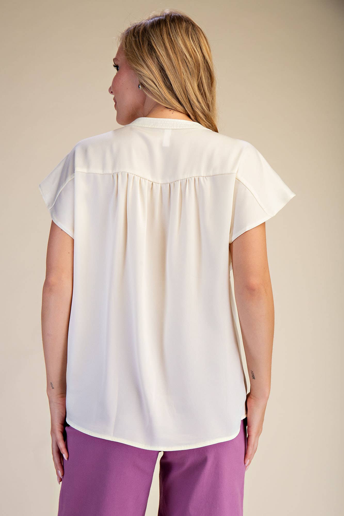 Cream Cap Sleeve Top
