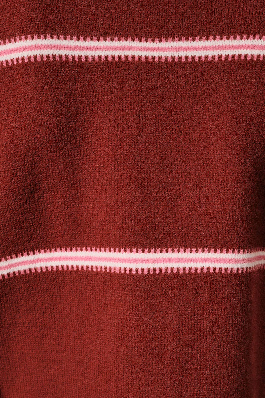 Mock Neck Short Sleeve Striped Sweater Top: BURG-MULTI STRIPE / M