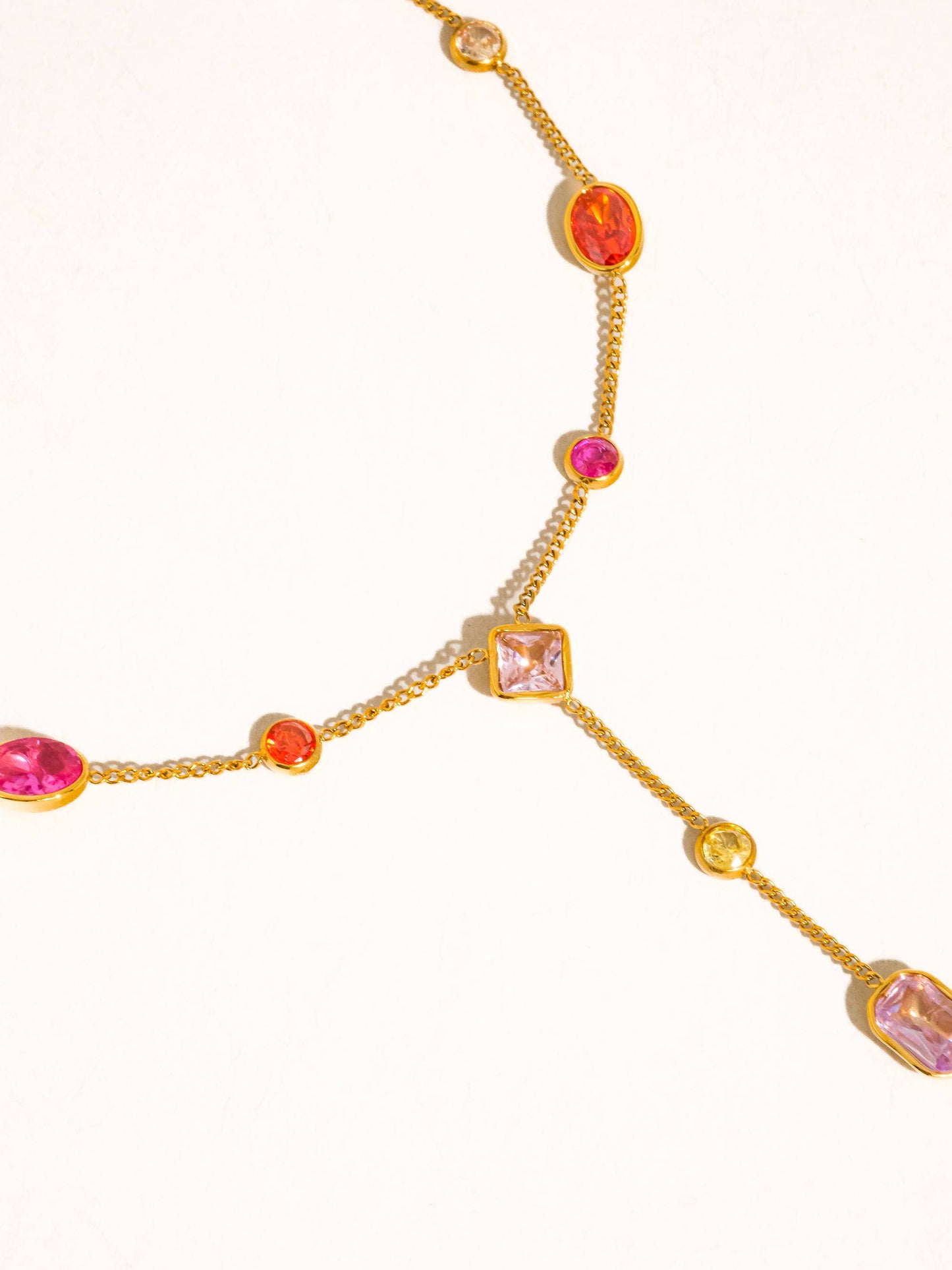 Briennon 18K Gold Non-Tarnish Colorful Beaded Y Necklace: Multi-Colored