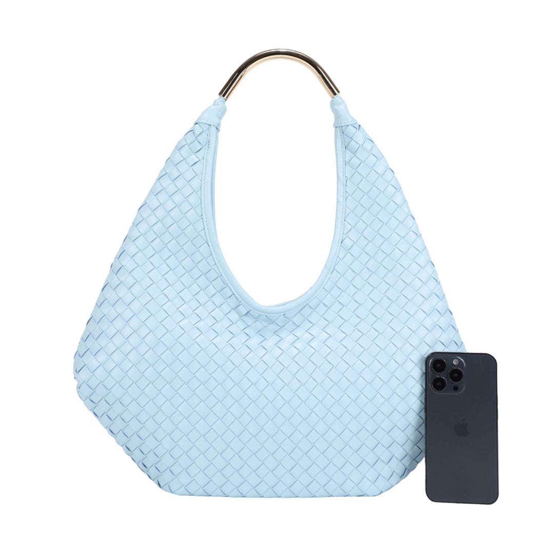 Polly Woven Hobo Bag w/Metal Handle
