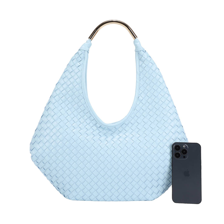 Polly Woven Hobo Bag w/Metal Handle