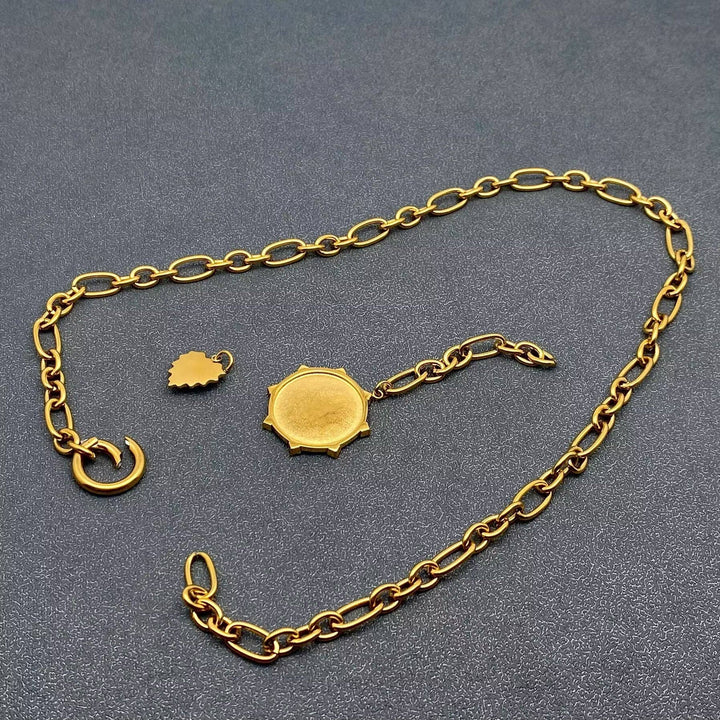 Sun &amp; Heart Charm 18K Y-neck Chain