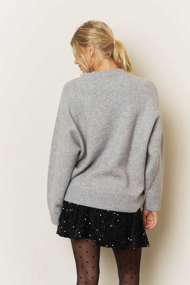 MERRY &amp; BRIGHT MOCK NECK SWEATER: HUNTER GREEN