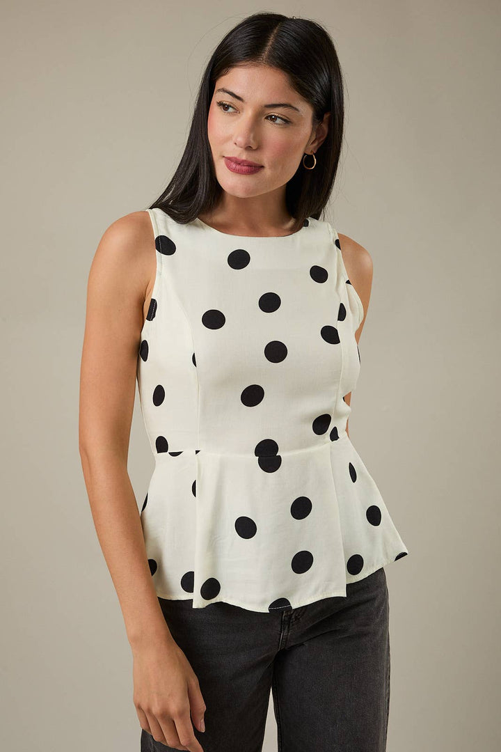Polka Dot Peplum Blouse