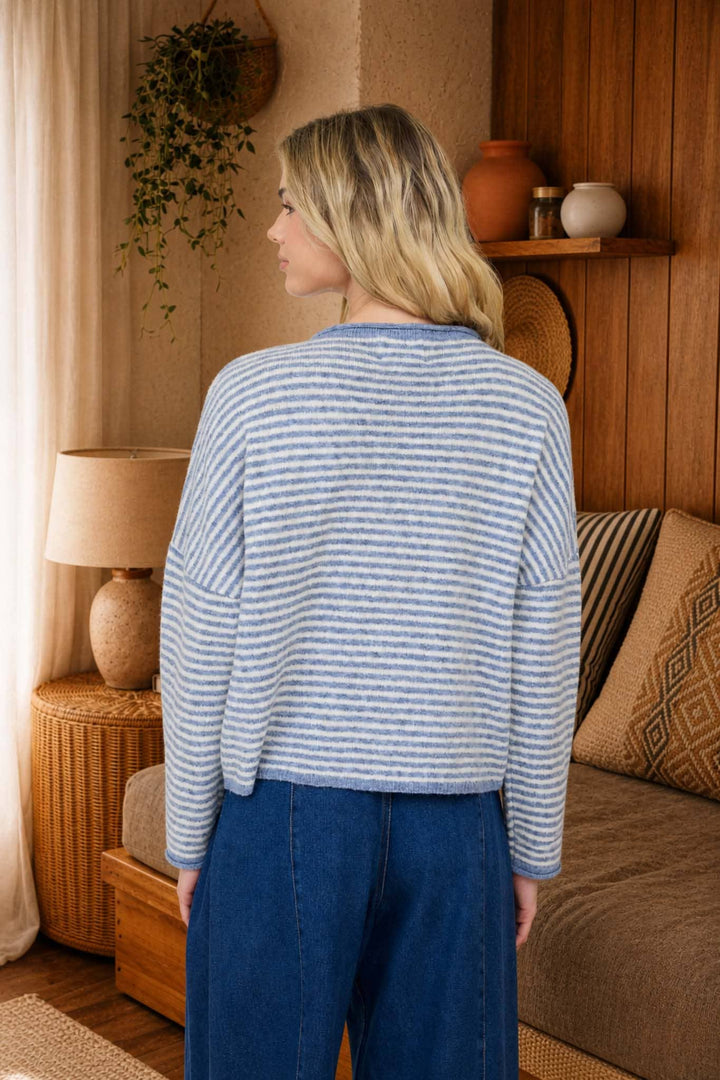 Dusty Blues Striped Cardigan