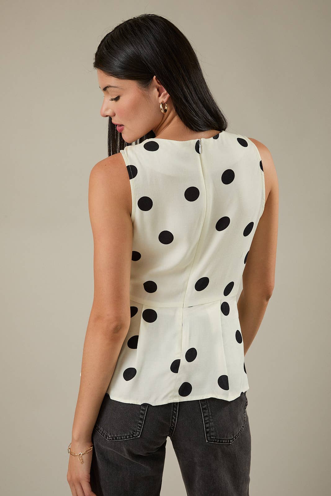 Polka Dot Peplum Blouse