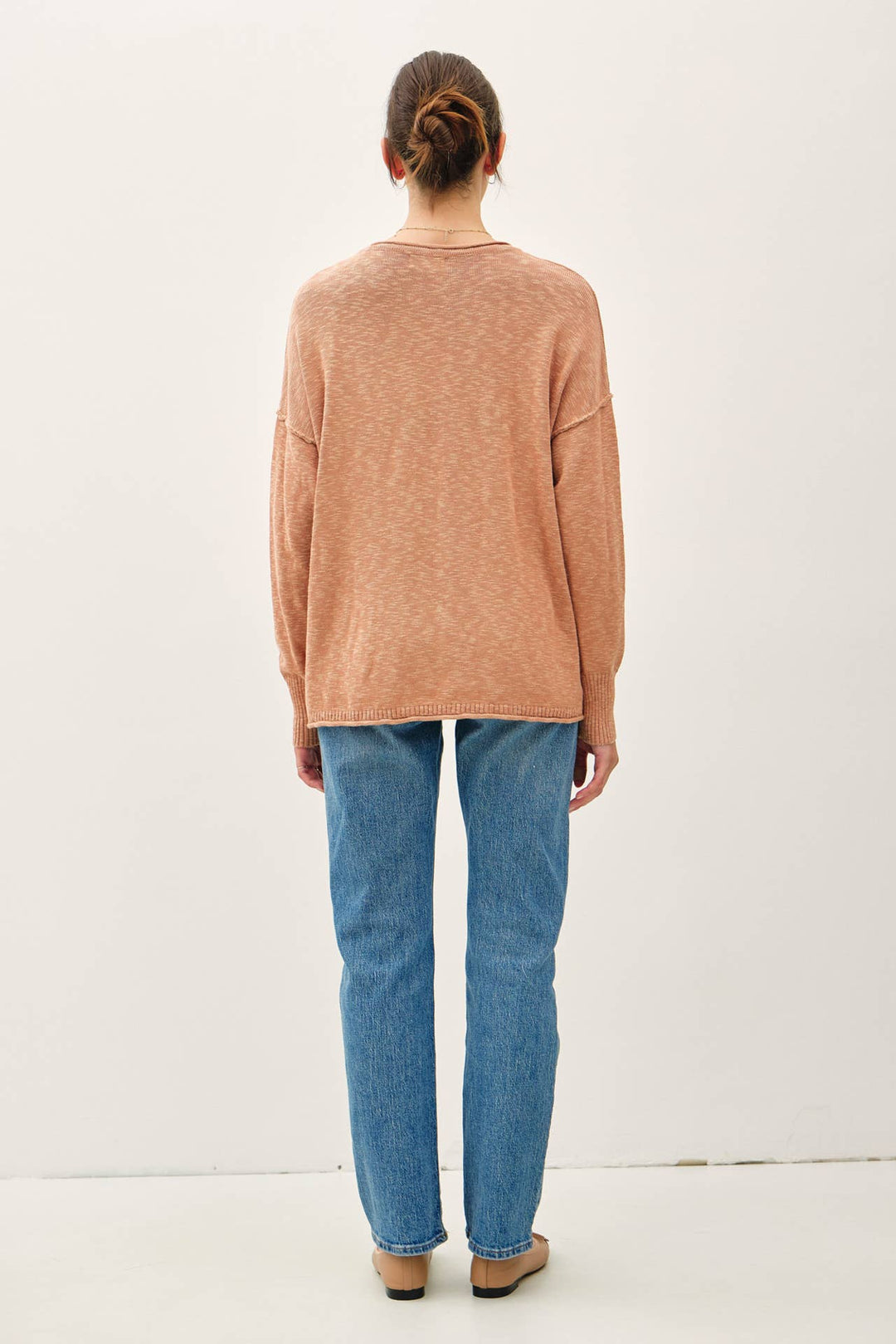 DROP SHOULDER SLUB PULLOVER SWEATER: Matcha / SM