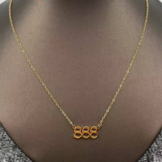 Lucky Numbers 18K Gold Plated Stainless Steel Necklace : 888