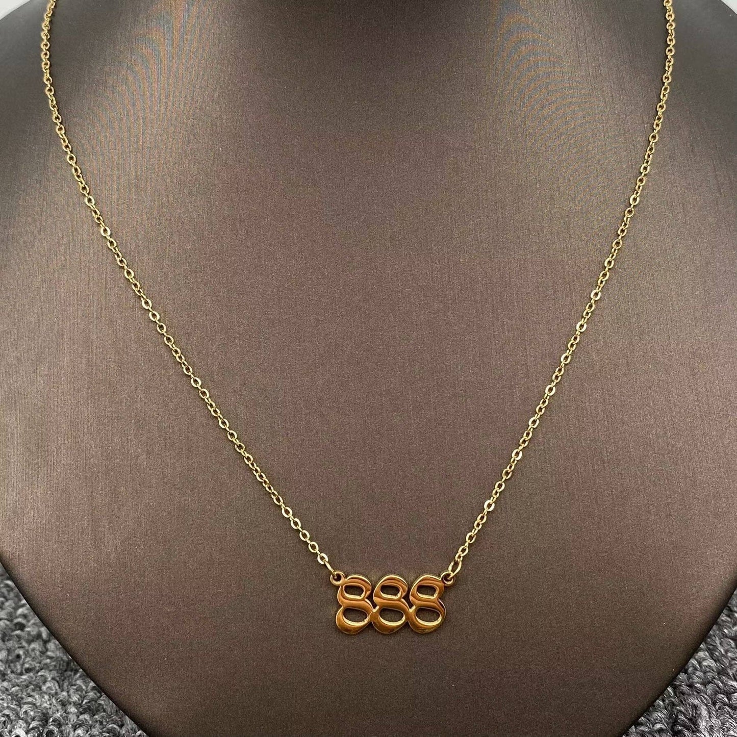 Lucky Numbers 18K Gold Plated Stainless Steel Necklace: 444