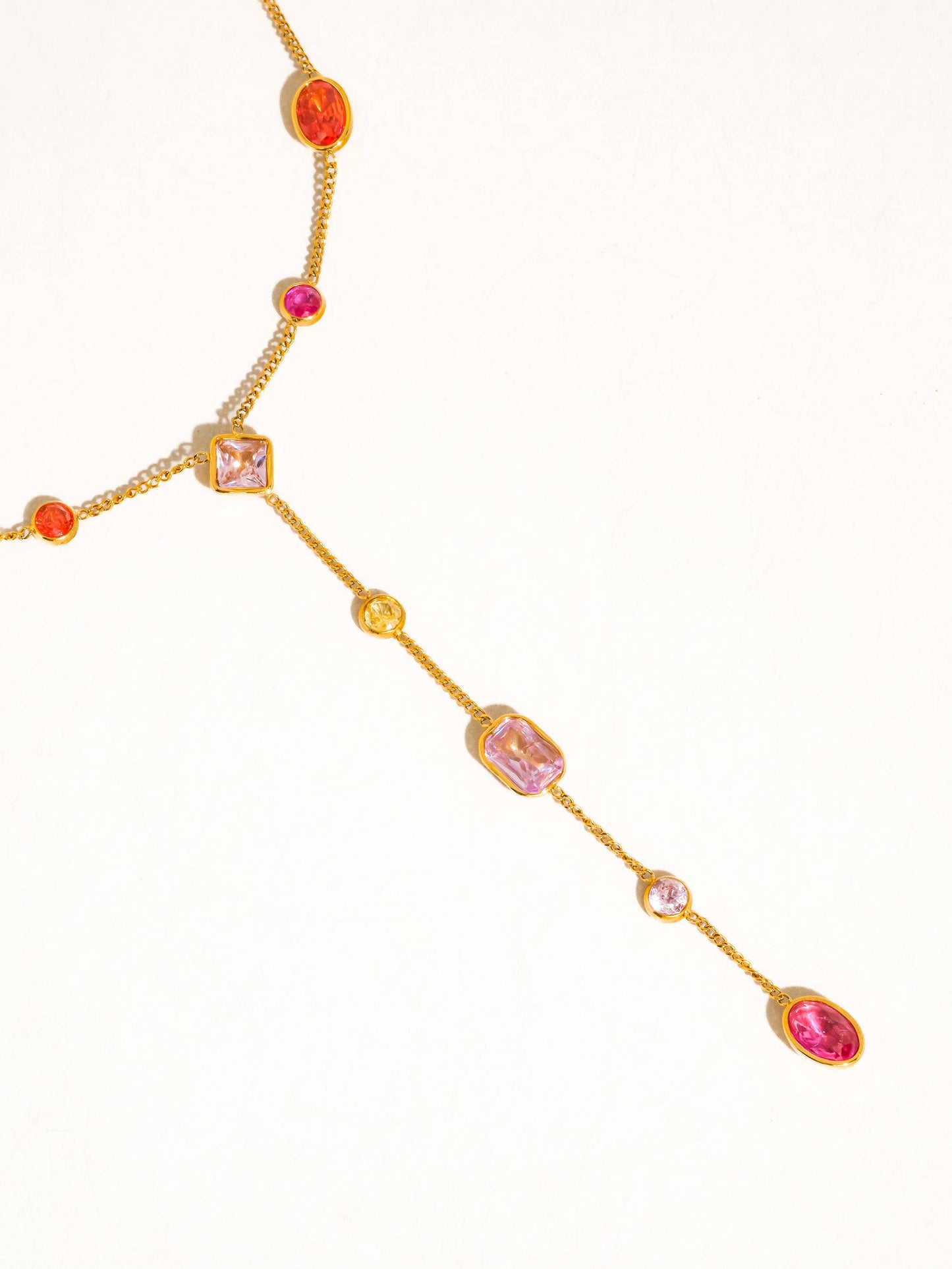 Briennon 18K Gold Non-Tarnish Colorful Beaded Y Necklace: Multi-Colored