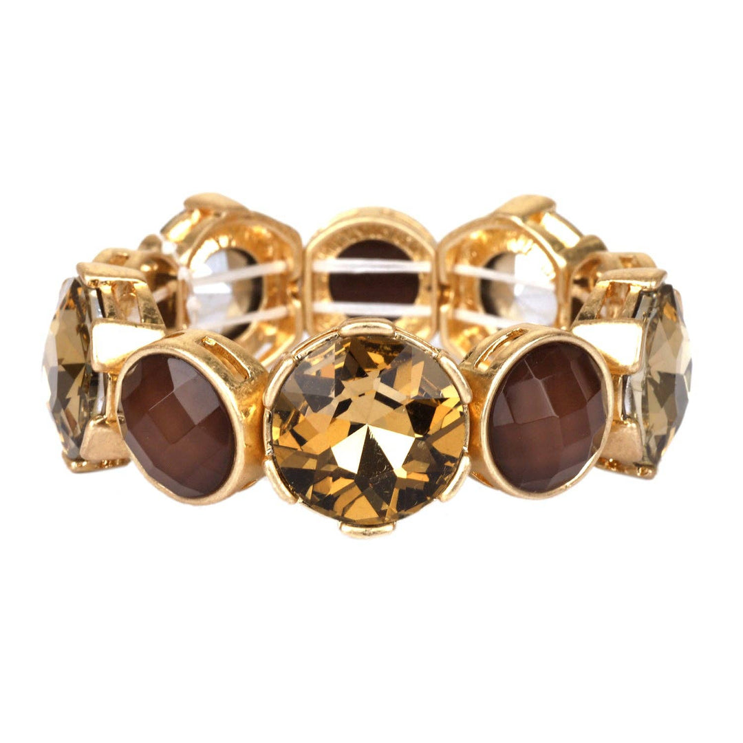Brown Crystal and Topaz with Gold Bracelet