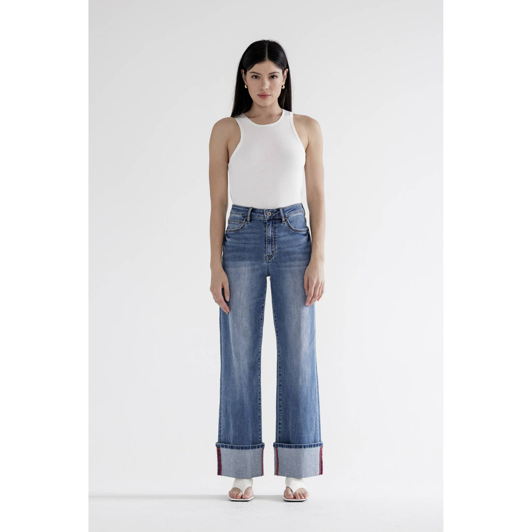 Hight Rise Wise Leg w/Cuff Mica Jean