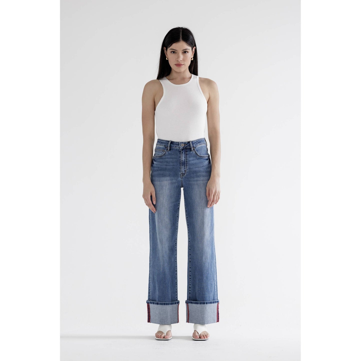 Hight Rise Wise Leg w/Cuff Mica Jean