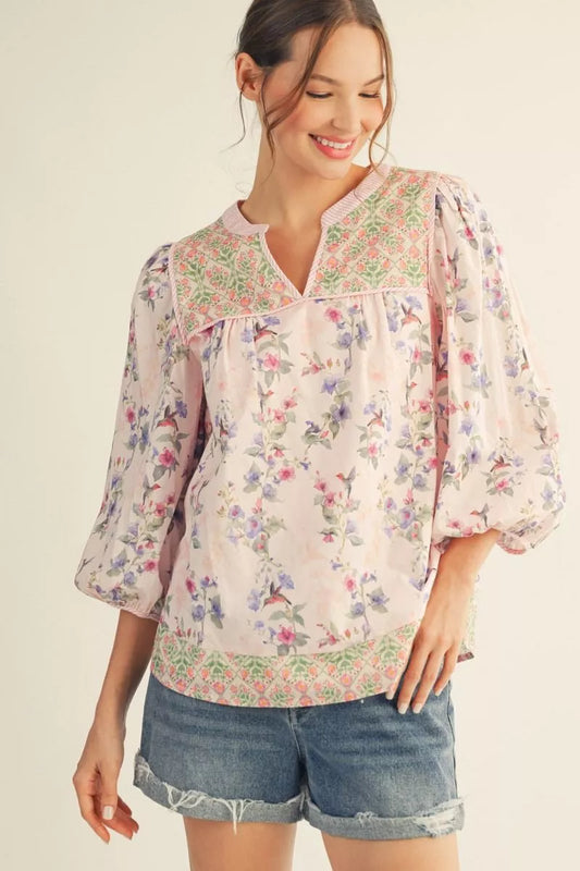 Purple/Pink Multi Floral Print Blouse