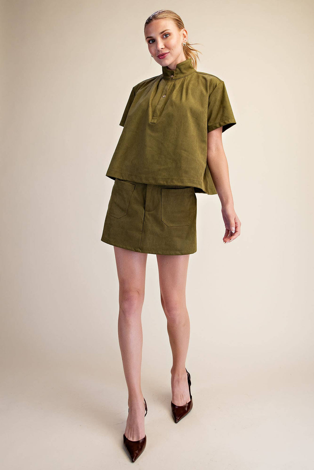 Olive Muse Suede Top