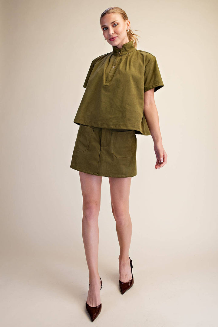 Olive Muse Suede Top